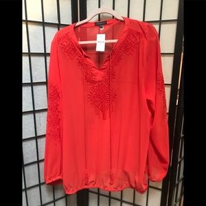 Orange beaded blouse with tie tassels NWT 18/20